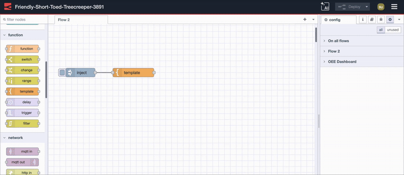 FlowFuse AI Assistant generating a Node-RED function node to extract data from a CNC text report.